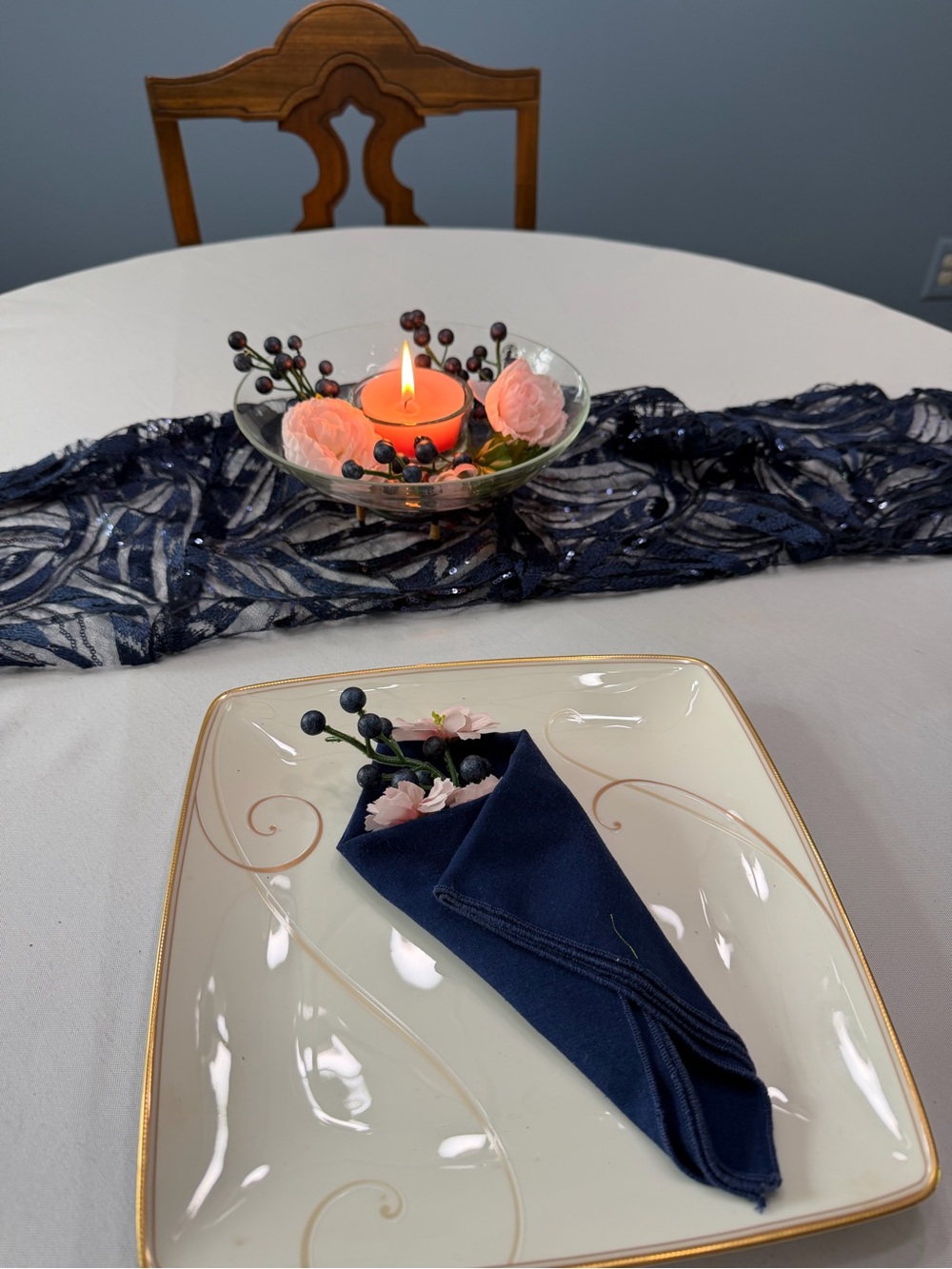Elegant Crystal Centerpiece Bowl with Votive Candle and Stand